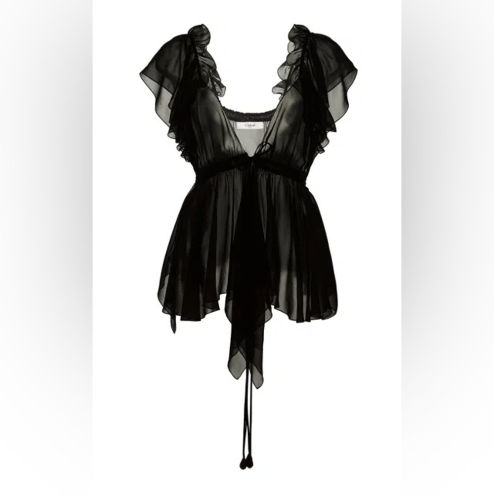 WANTED!!! Chloé Gathered Silk-Georgette Top - Black
